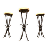 Vintage French wrought iron bar stools, 1960s - set of 3