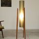 Rocket green floor lamp by Novoplast fiber and wood 1960