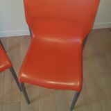Orange pair of chairs by Philippe Starck "Cheap Chic" translucent, pop style XO
