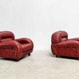 Set of two bordeaux Italian lounge chairs