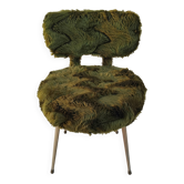 Chaise moumoute vintage pelfran verte