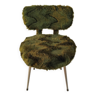 Vintage pelfran green furry chair