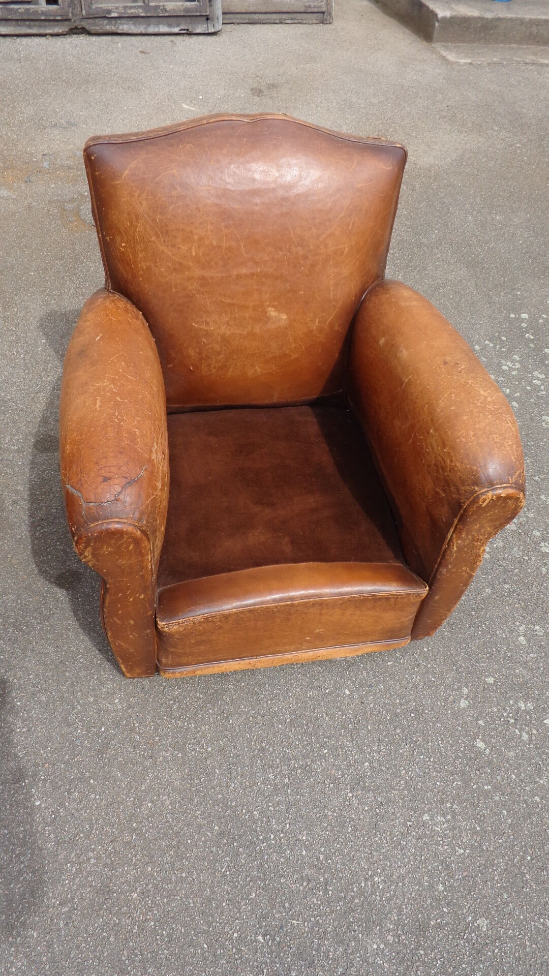 Pair of leather club armchairs