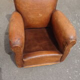 Pair of leather club armchairs