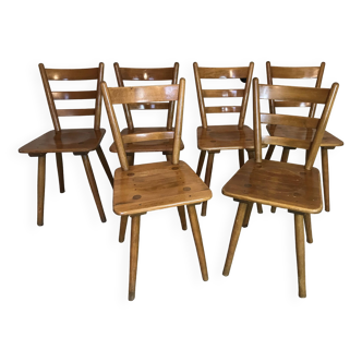 Set of 6 solid beech chairs by Adolf Schneck