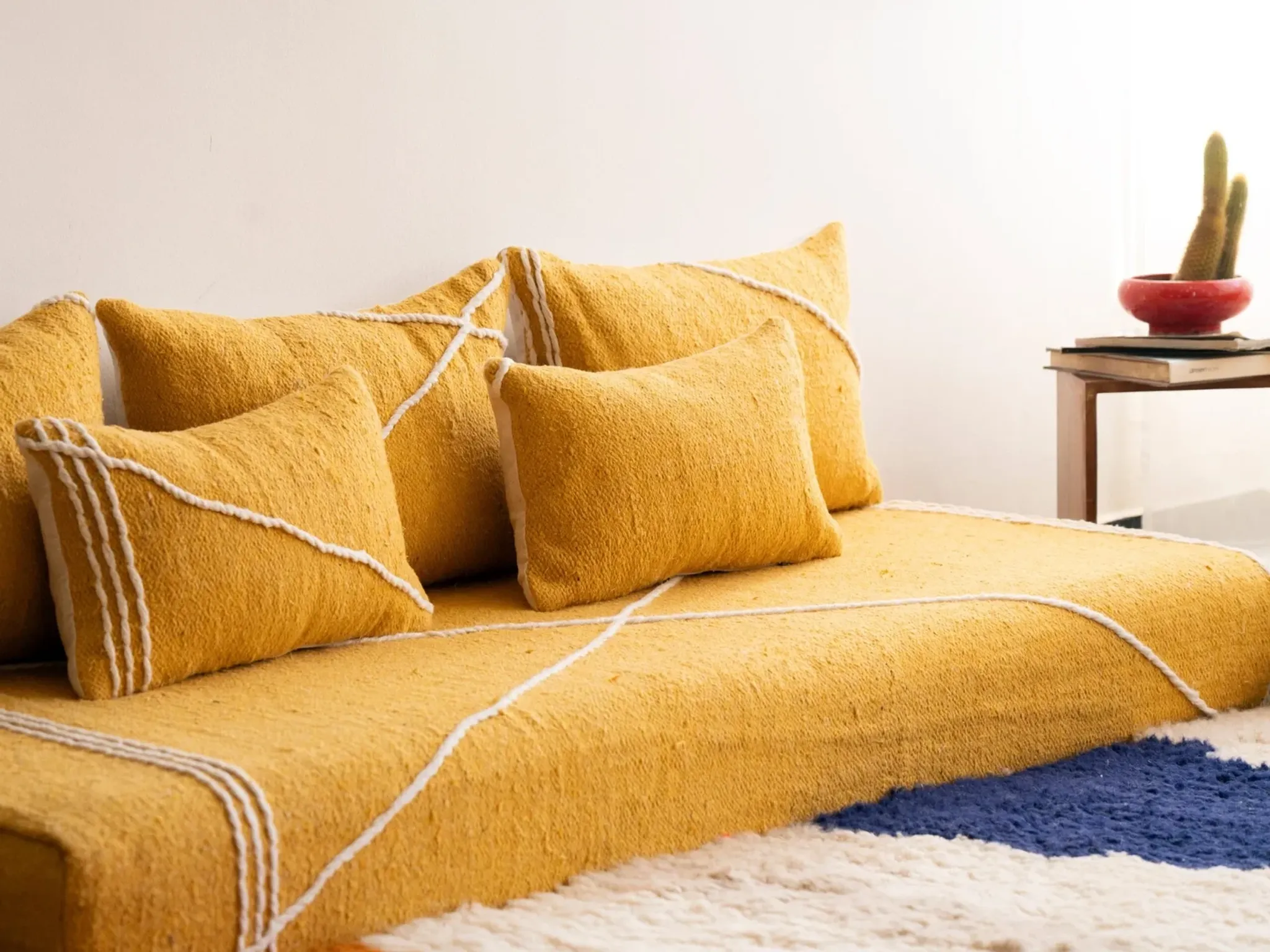 Ensemble de housses de canapé de sol marocain jaune