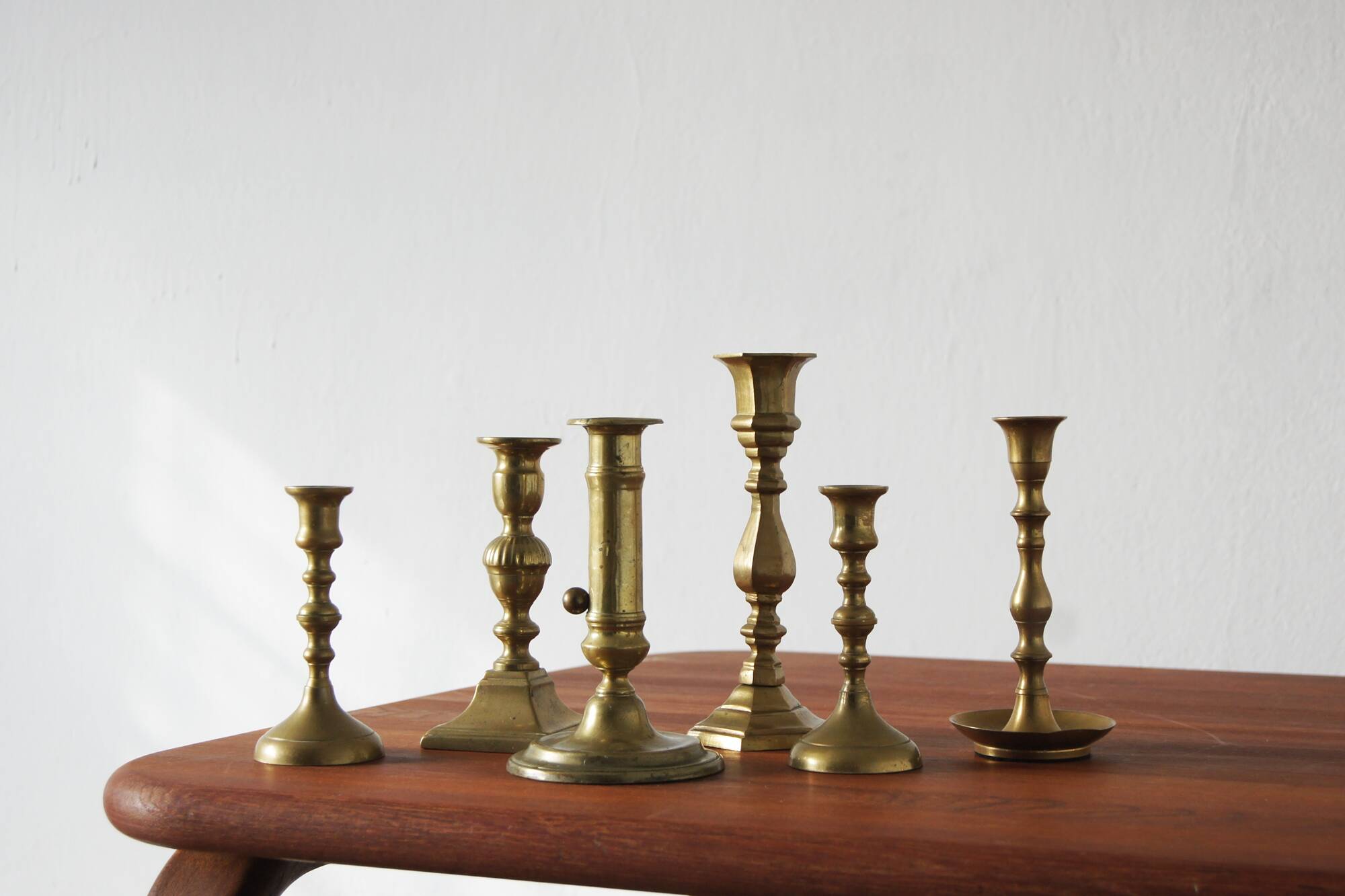 Vintage Brass Candlesticks, 1960s, Set of 6