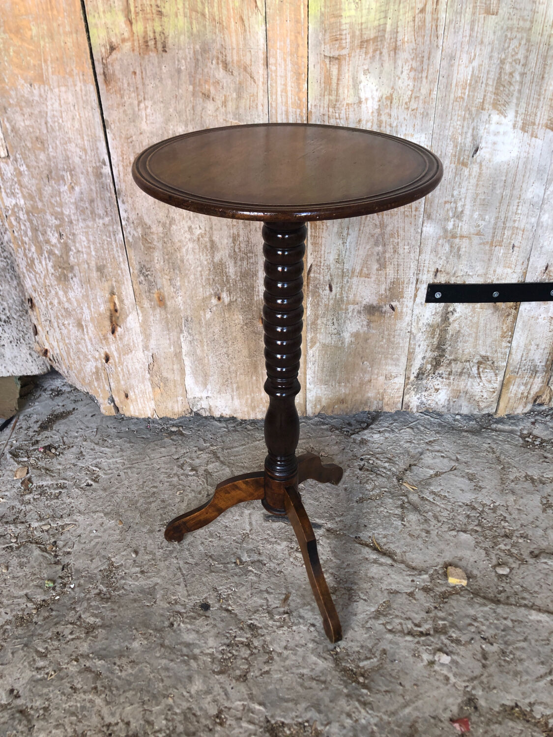 Sellette table appoint tripode bois tourné vintage