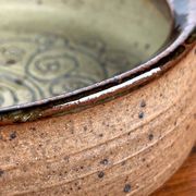Mid-century modern Danish studio pottery bowl by Bente Lemche, 1960s.