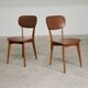 Pair of vintage French chairs in light brown skai
