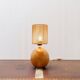 Vintage bohemian bedside or table lamp in wood and rope - 1970s