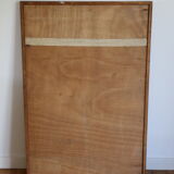 Beveled mirror grooved wood