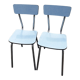 2 chaises formica bleu ciel