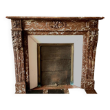 Louis XVI Style Fireplace In Speckled Red Marble 20th Century