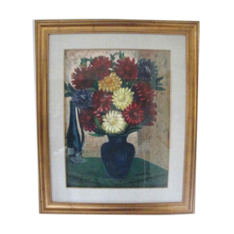 Tableau ancien dahlias