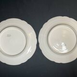 Pair of Hache Jullien plates, fine earthenware, castle decor, early 20th century