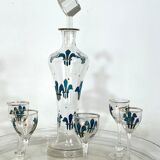Italian Art Nouveau glass liquor set from 1920s