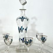 Italian Art Nouveau glass liquor set from 1920s