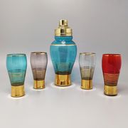 1960s gorgeous cocktail shaker set with four glasses in crystal