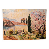 Oil painting on canvas Chapel Antonaves Hautes Alpes signed Bertrand
