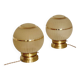 Pair of large art deco globe table lamps with brass legs