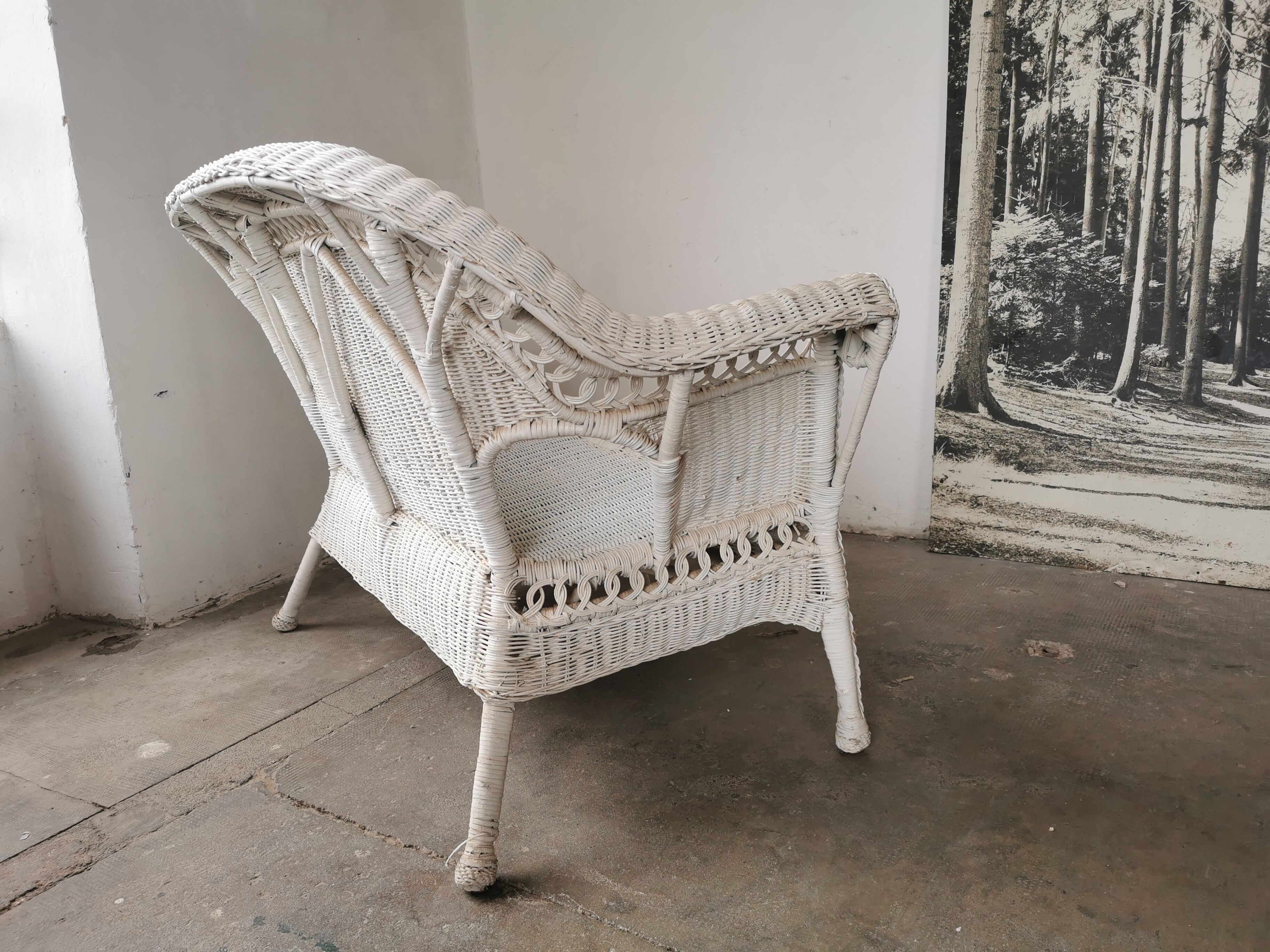 Banquette en rotin blanc