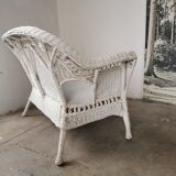 White rattan bench