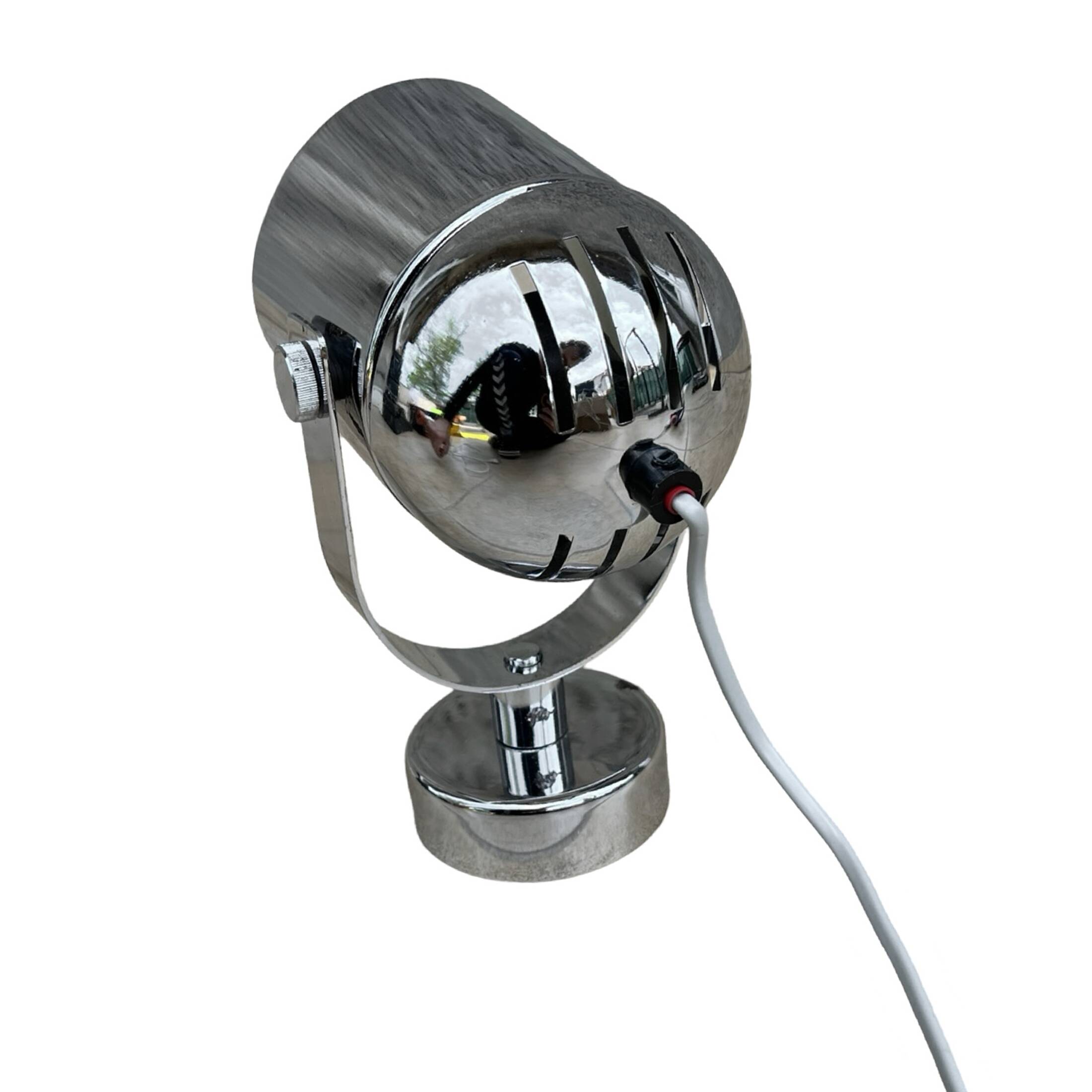 Space age chrome wall lamp, designed by S. Indra, Czechoslovakia, 1970s.