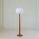Modern sculptural Scandinavian floor lamp in pine by Uno Kristiansson, Sweden, 1970s.
