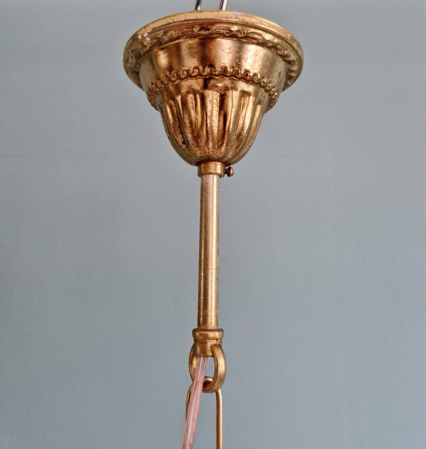 Glass and brass pendant light, 1960s