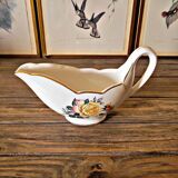 Gien Gardanne gravy boat, yellow roses, vintage French earthenware