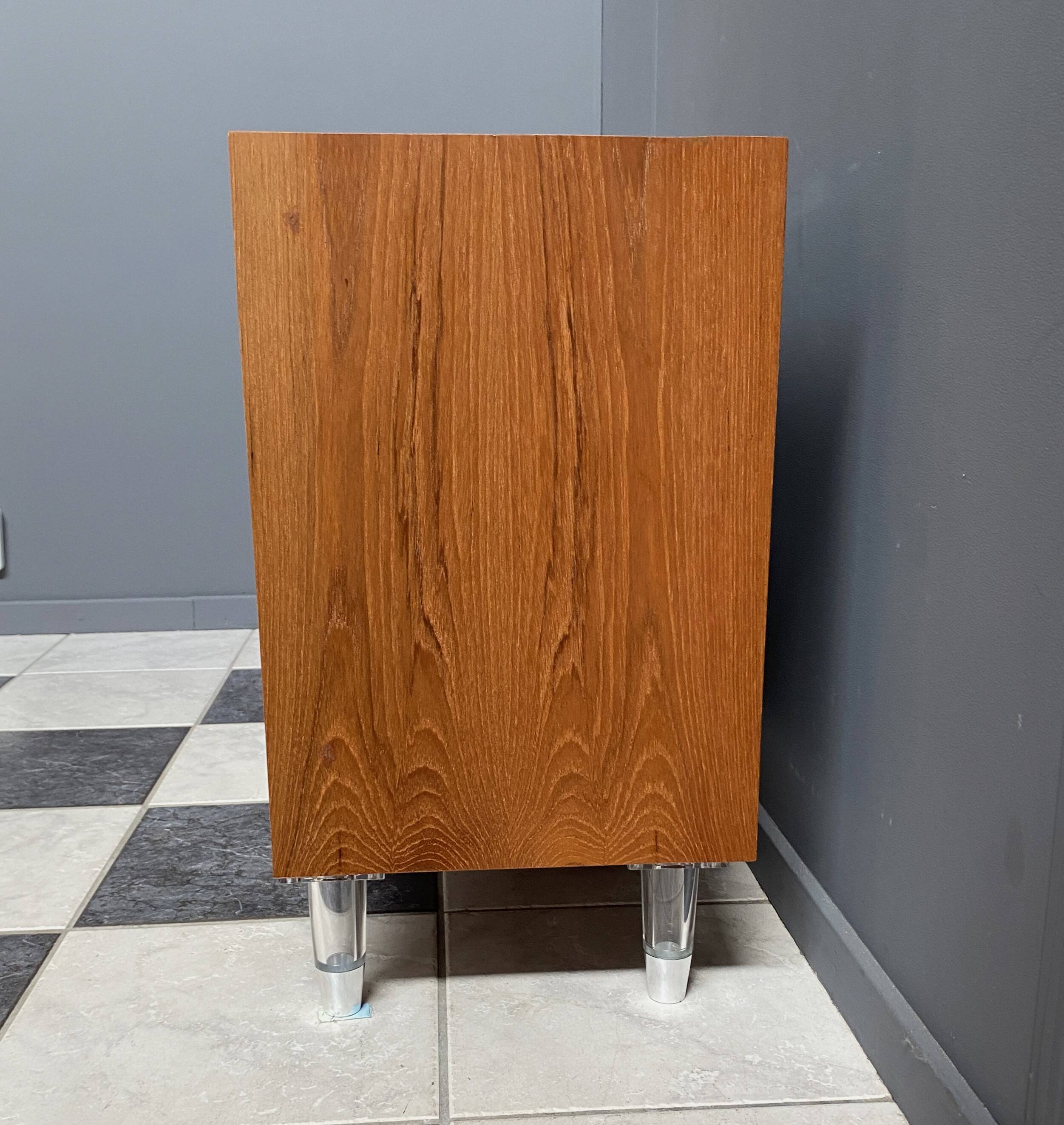 Teak chest of drawers 1970s with perspex handles