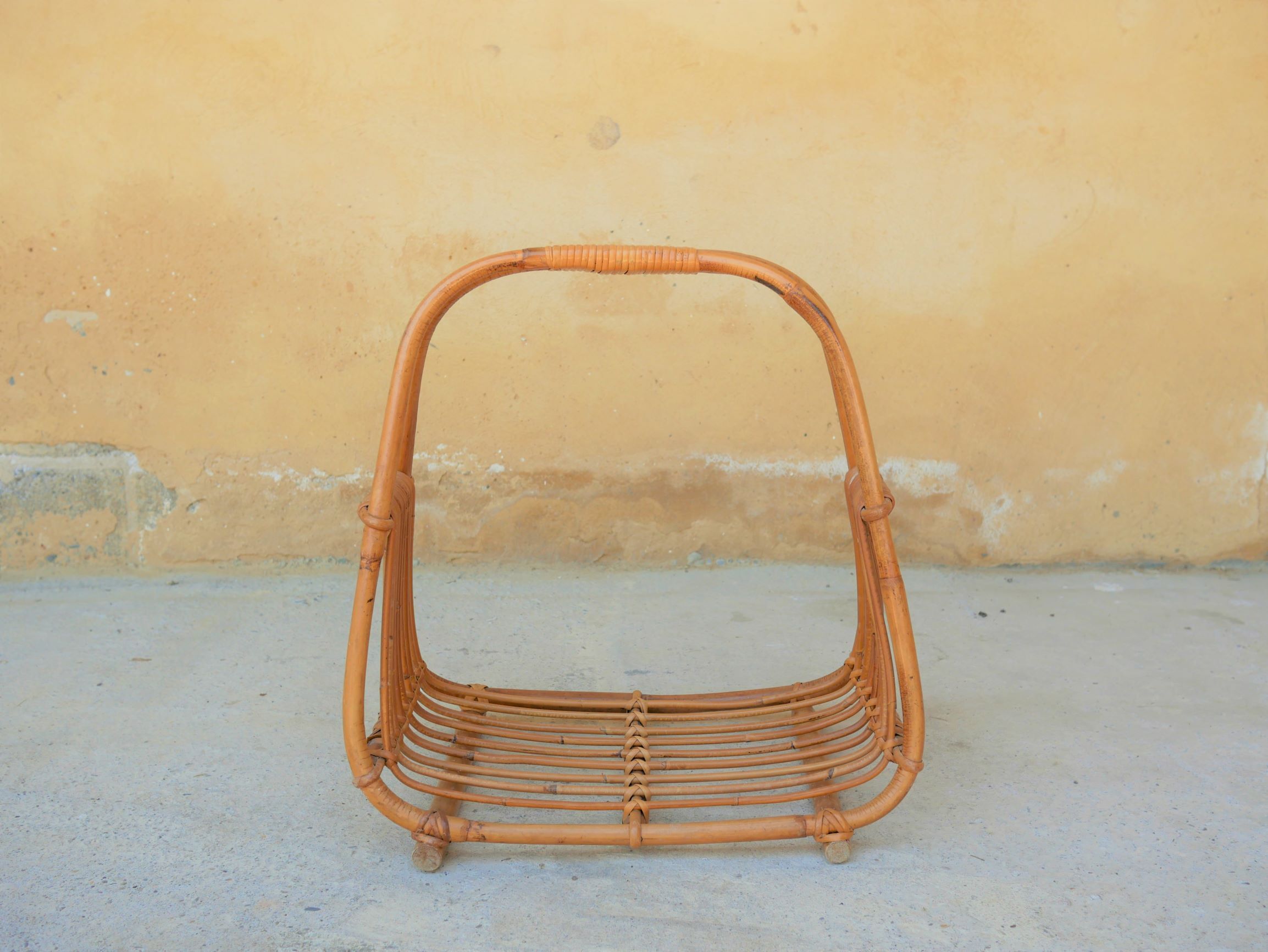 Vintage rattan log holder