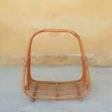Vintage rattan log holder
