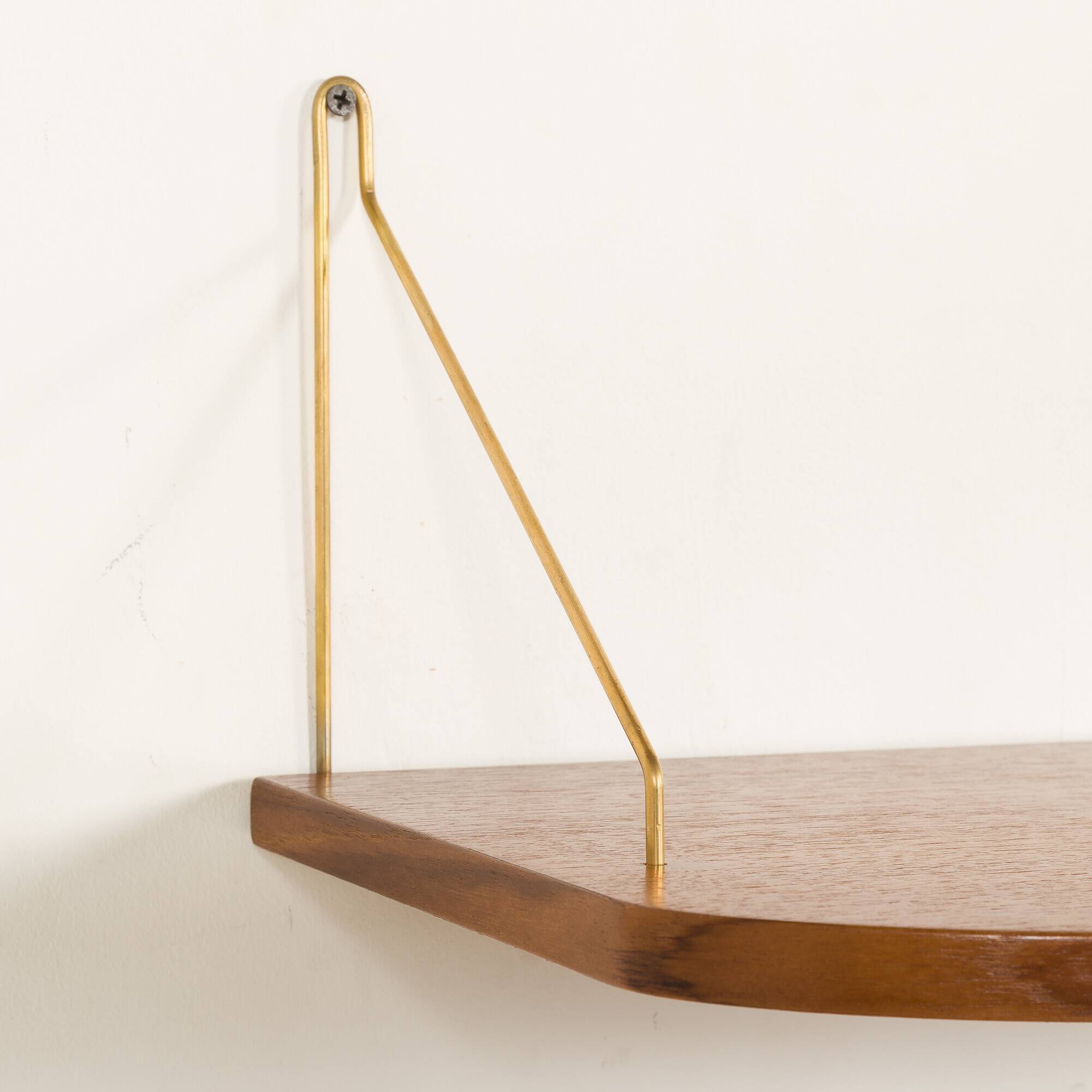 Danish extra deep teak floating shelves, set of 2