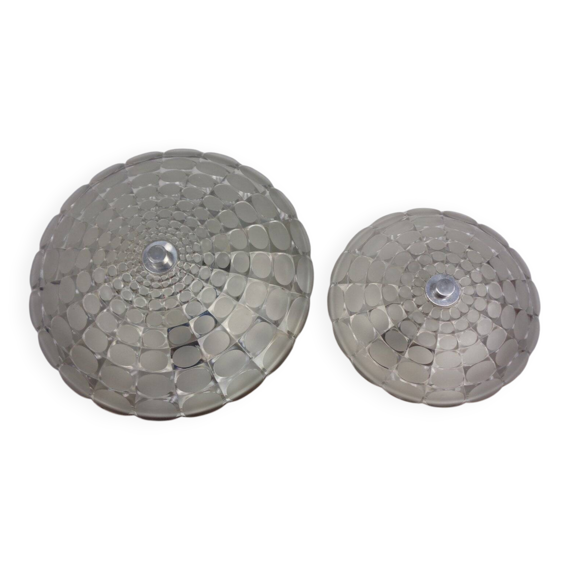 Large German Glass Ceiling Lights, Set of 2, 1960s