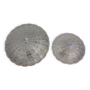 Large German Glass Ceiling Lights, Set of 2, 1960s