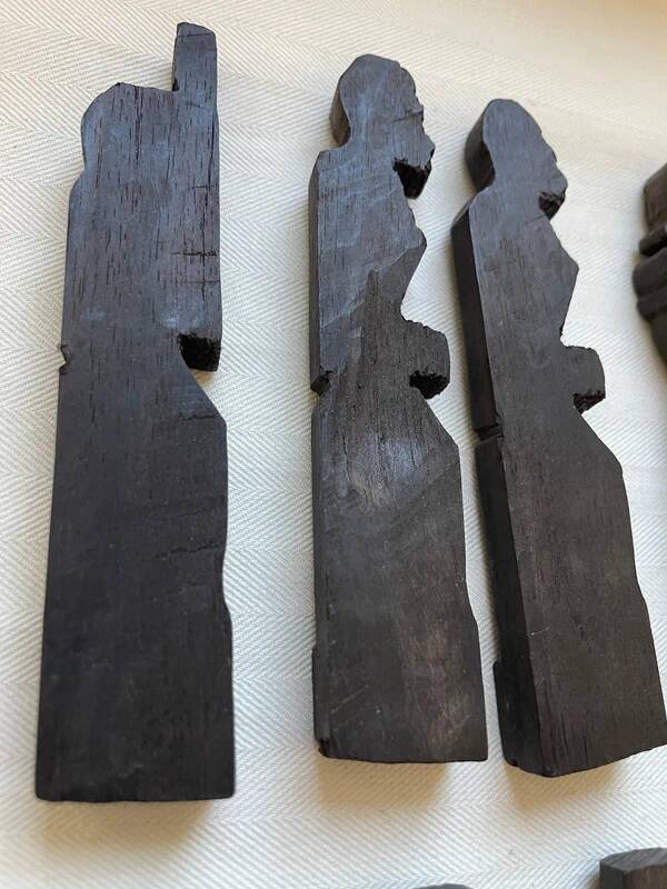 12 Carved Ebony Knife Holders in African Style