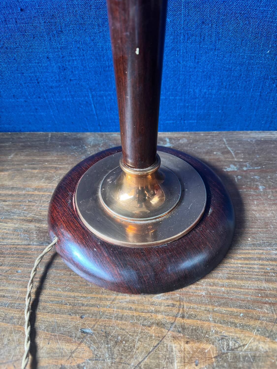 Mazda lamp – mahogany, copper and opaline – 1930s