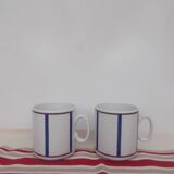 Set of 2 blue and red porcelain Basque mugs