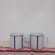 Lot de 2 mugs basque porcelaine bleu et rouge