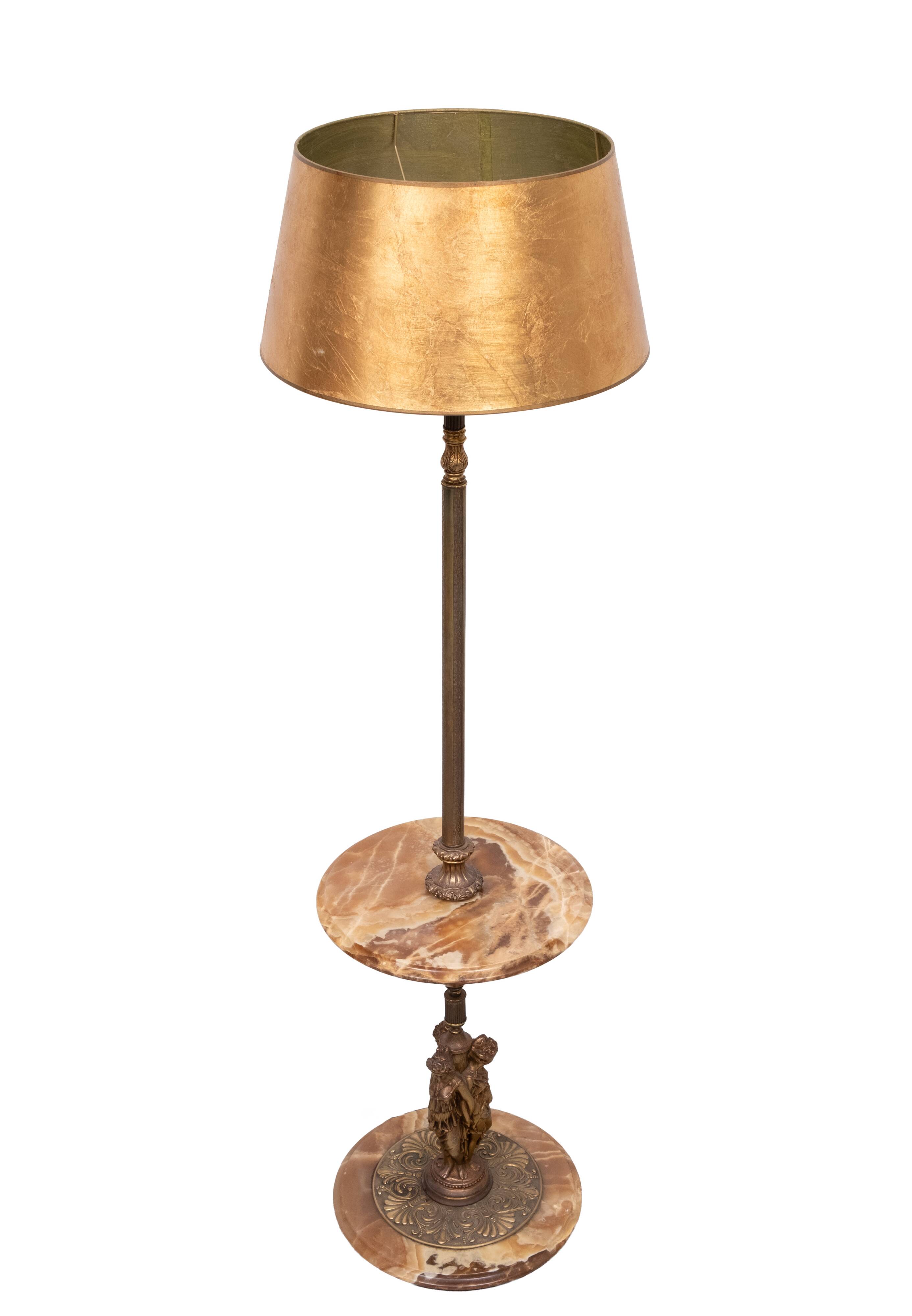 Deknudt Onyx Floor lamp with side Table 1970s Belgium