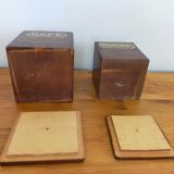 Vintage wooden spice boxes old coffee sugar