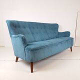 Artifort sofa petrol blue ribcord by Theo Ruth