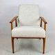 Armchair 'Lis', 1970s, white boucle, design by Henryk Lis - natural beech wood