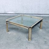 Brass and Glass Square Coffee Table by Peter Ghyczy, 1970s