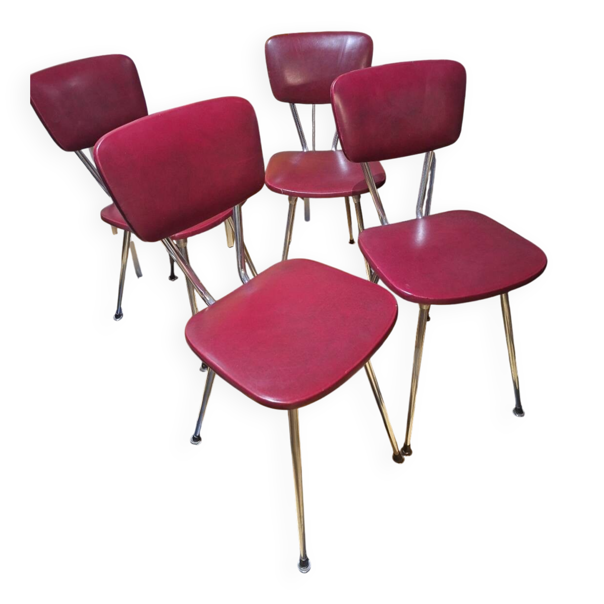 4 chaises vintage bordeaux