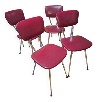 4 vintage burgundy chairs