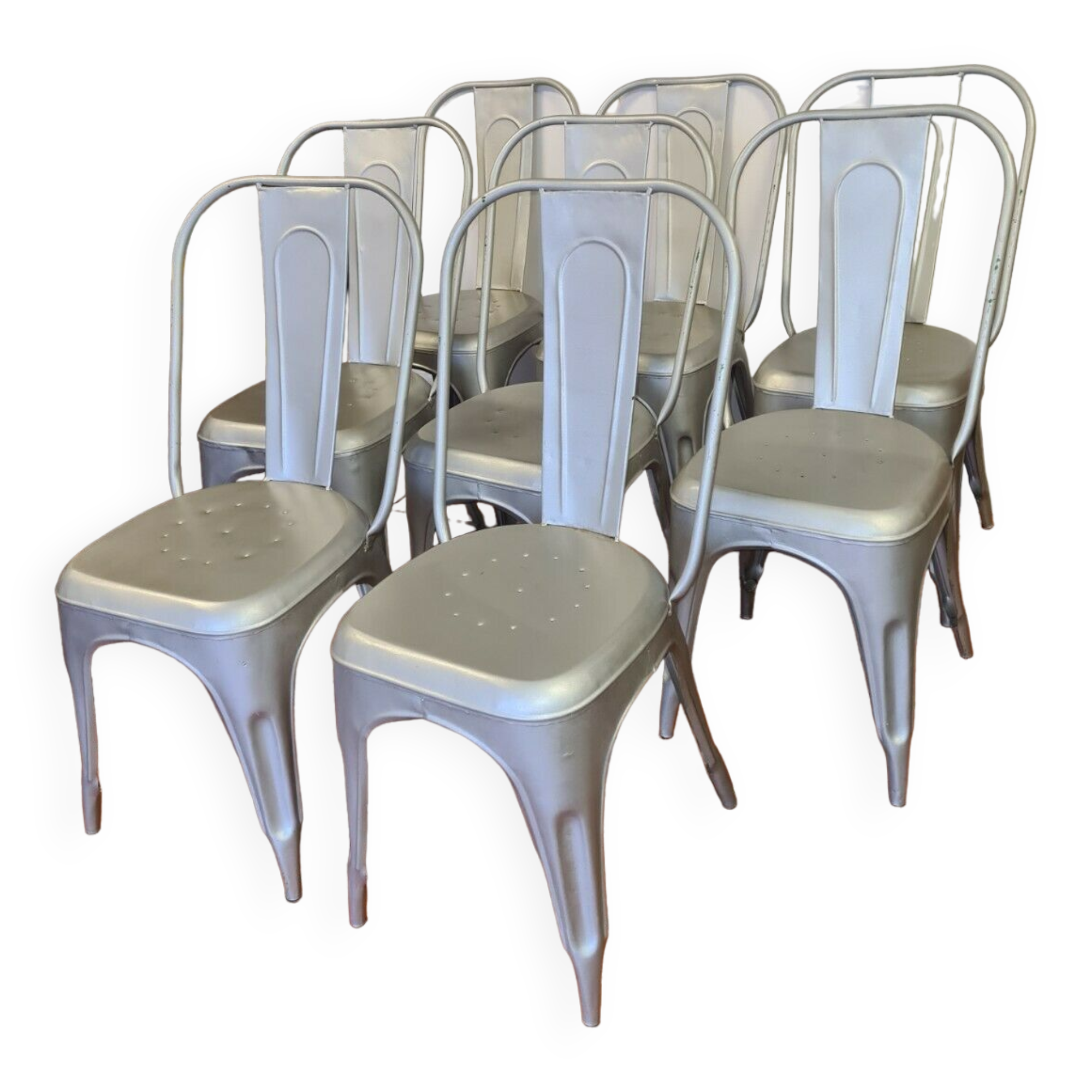 8 industrial iron chairs