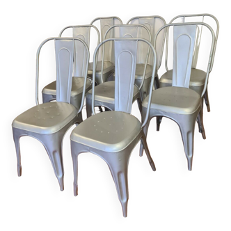 8 industrial iron chairs